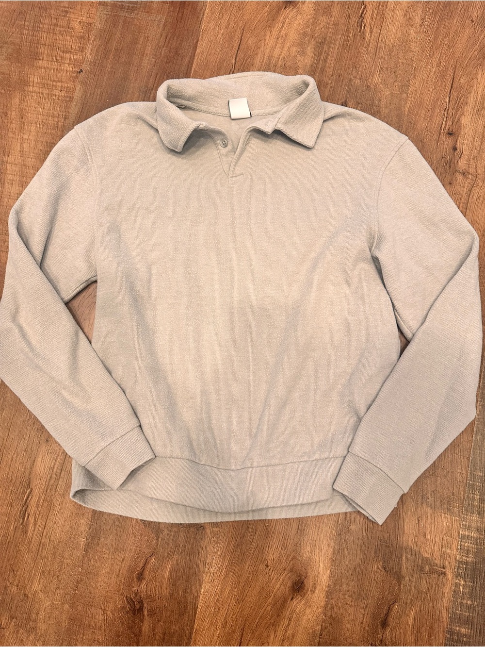 Zara polo Pullover in Light grey textured heavy knit size M